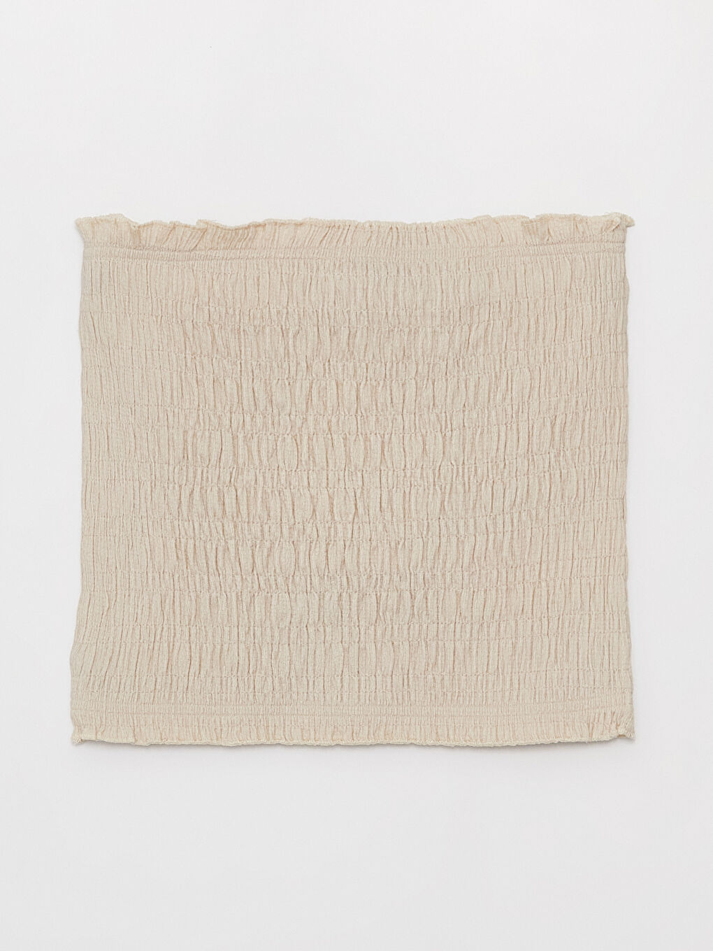 Bej Straplez Düz Crop Kadın Bluz-5