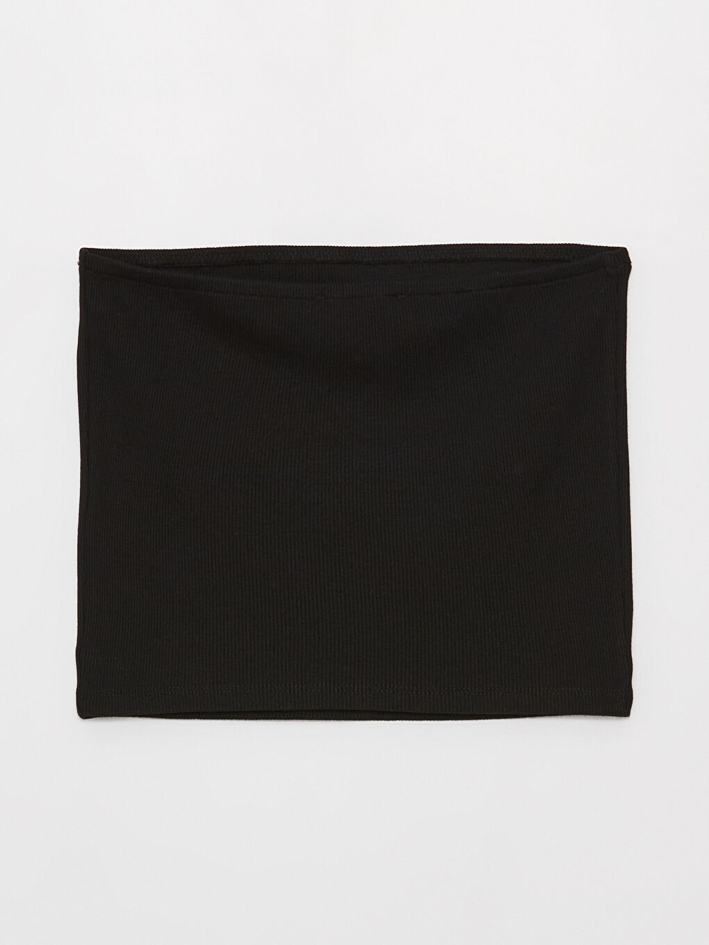 Siyah Straplez Düz Crop Kadın Bluz-6