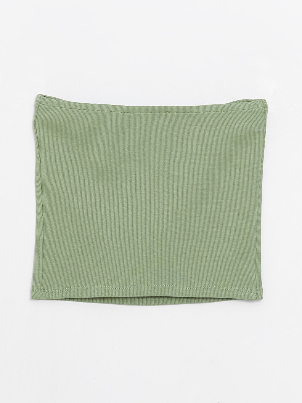 Yeşil Straplez Düz Crop Kadın Bluz-6