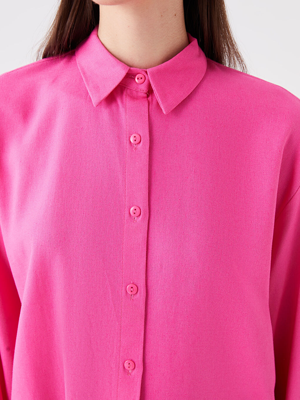 Plain Long Sleeve Oversize Women's Shirt-3