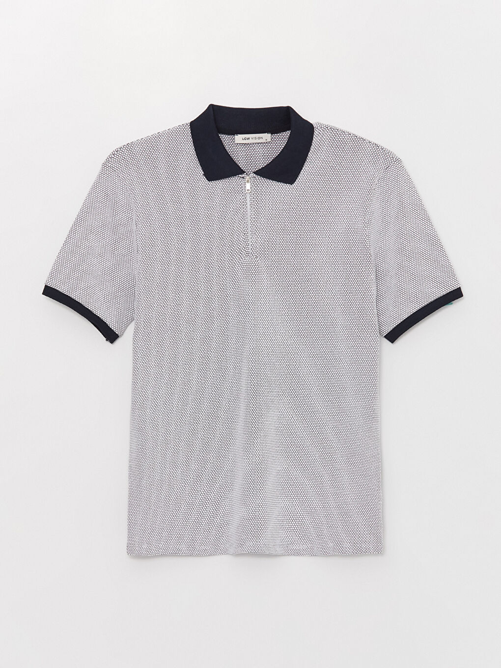 Beyaz Polo Yaka Kısa Kollu Erkek Tişört-5