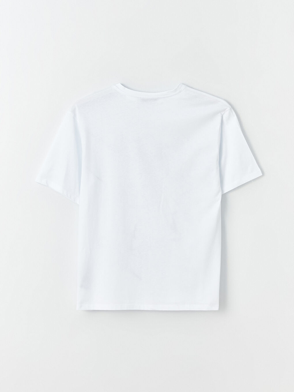 Beyaz Bisiklet Yaka Tinker Bell Baskılı Kısa Kollu Oversize Kadın Tişört-7