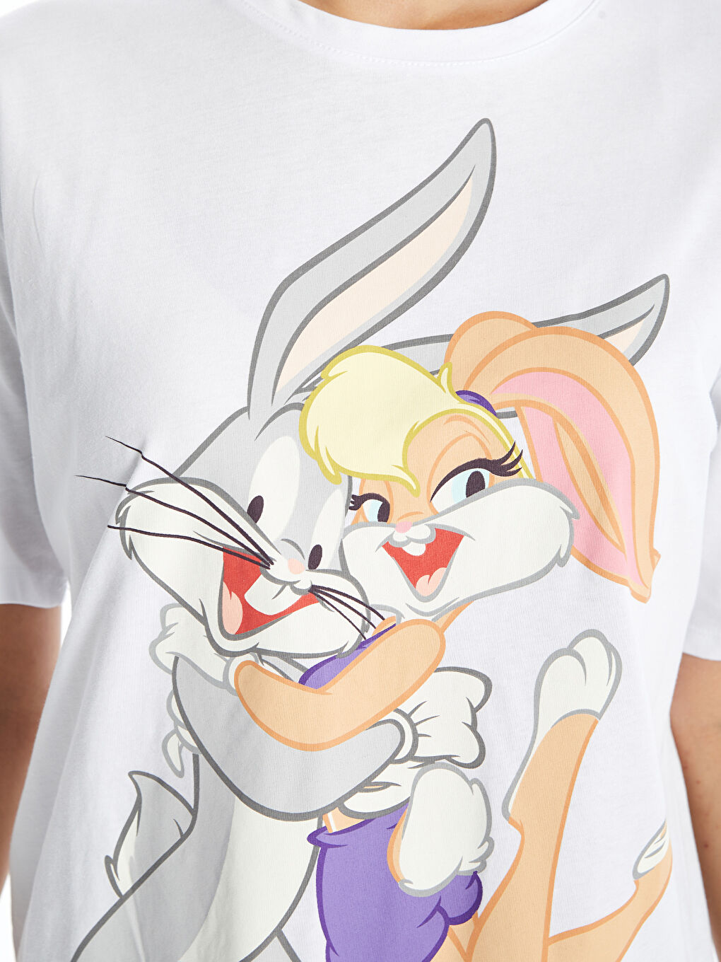 Crew Neck Bugs Bunny Printed Short Sleeve Oversize Women's T-Shirt -S3KV40Z8-Q6K