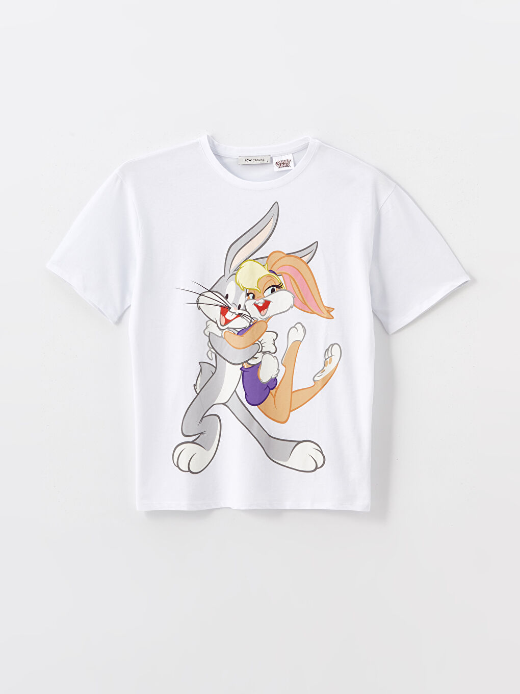 Crew Neck Bugs Bunny Printed Short Sleeve Oversize Women's T-Shirt -S3KV40Z8-Q6K