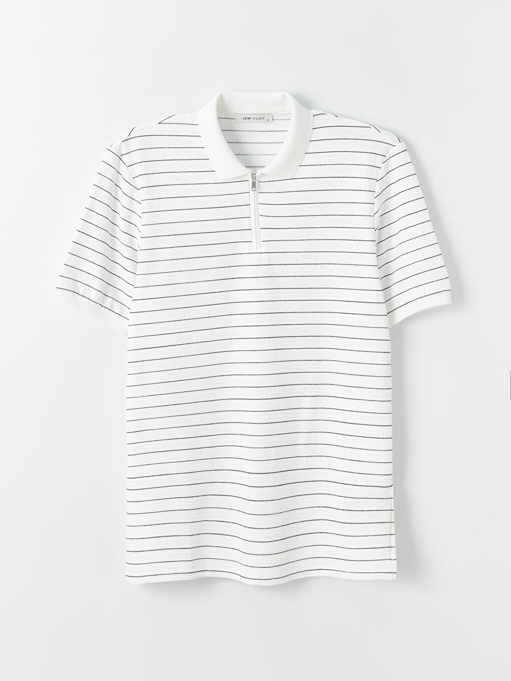 Ekru Polo Yaka Kısa Kollu Çizgili Erkek Tişört-5