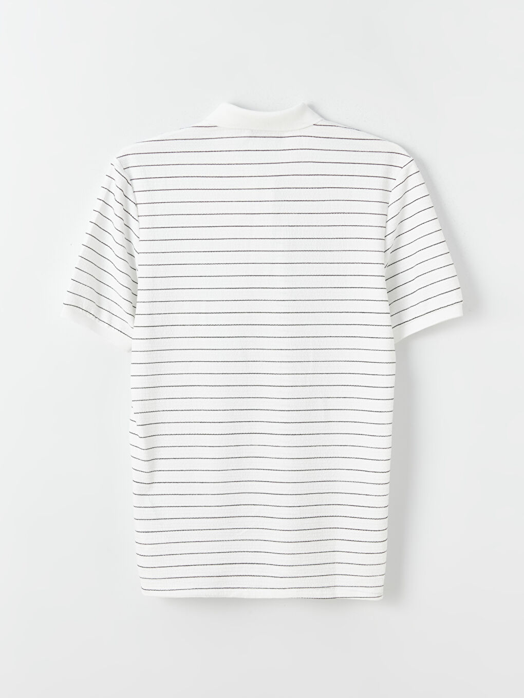 Ekru Polo Yaka Kısa Kollu Çizgili Erkek Tişört-6