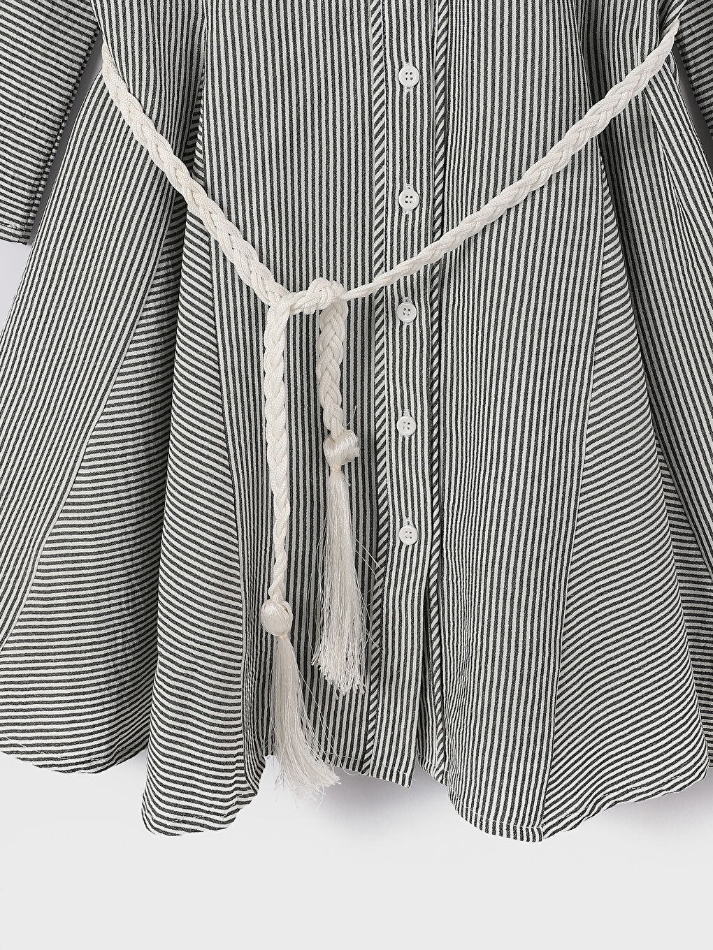 فستان قميص ستان للسيدات بكم طويل بنقشة-3