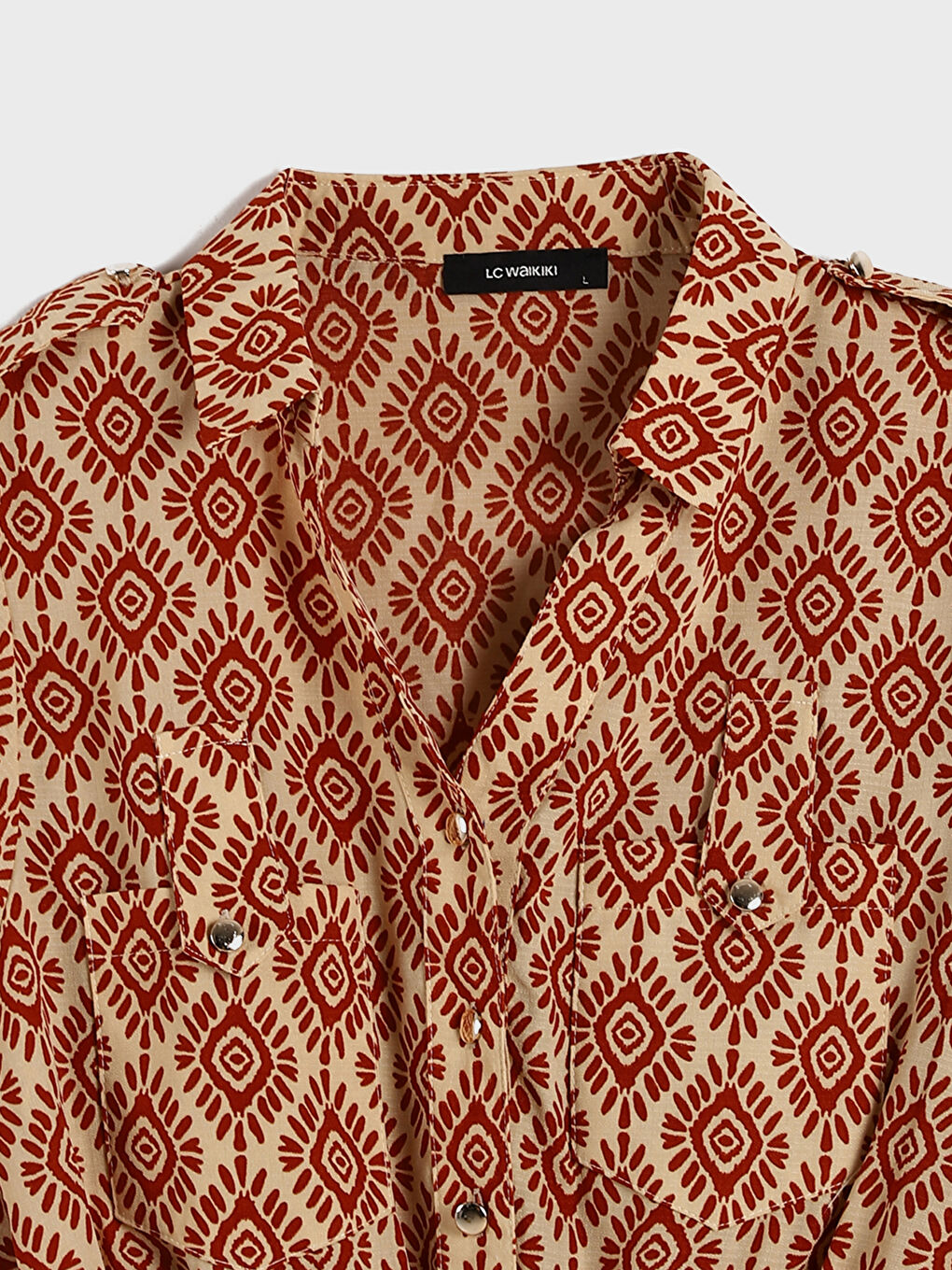 Patterned Long Sleeve Women's Shirt Dress-2