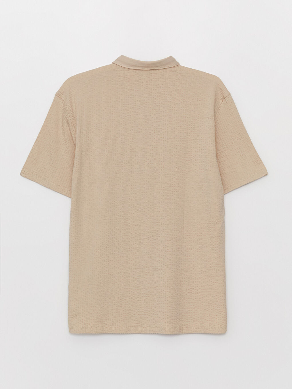 Bej Regular Fit Kısa Kollu Çizgili Erkek Gömlek-6