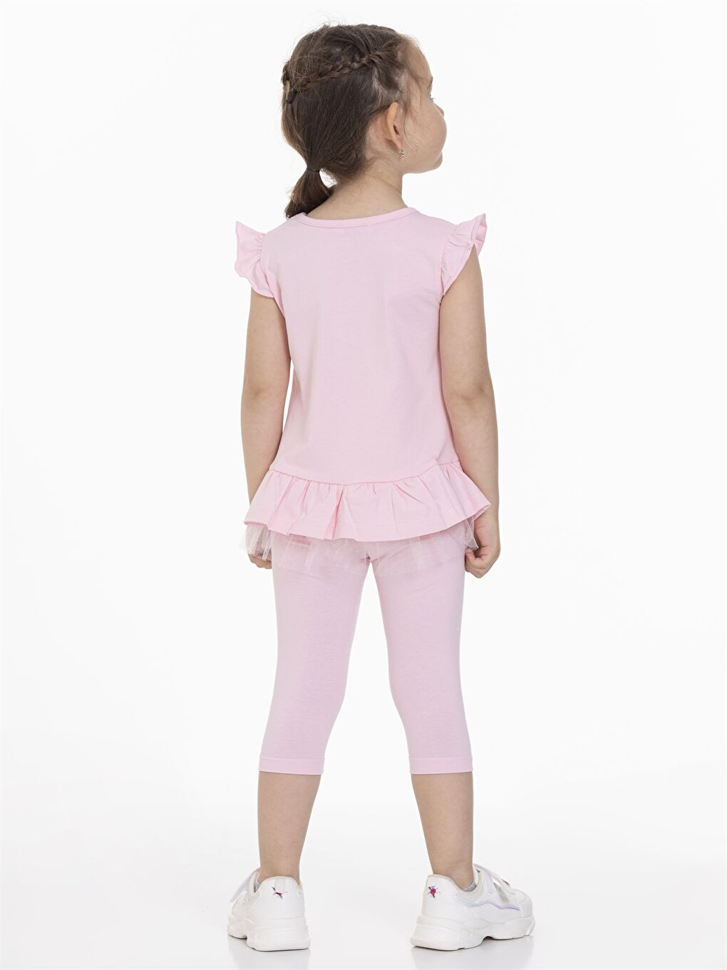 Pembe Bisiklet Yaka Baskılı Kız Bebek Tişört ve Tayt 2'li Takım-3