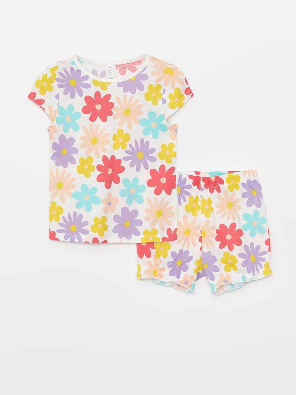 Ekru Kız Bebek Şortlu Pijama Takımı