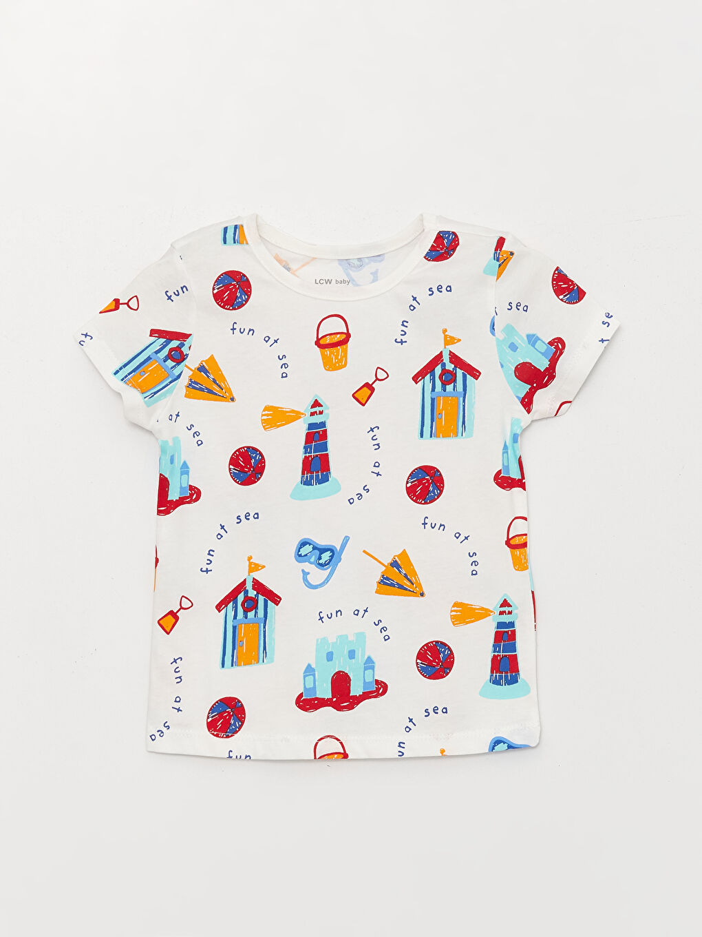 LCW baby Ekru Baskılı Erkek Bebek Şortlu Pijama Takımı - 1