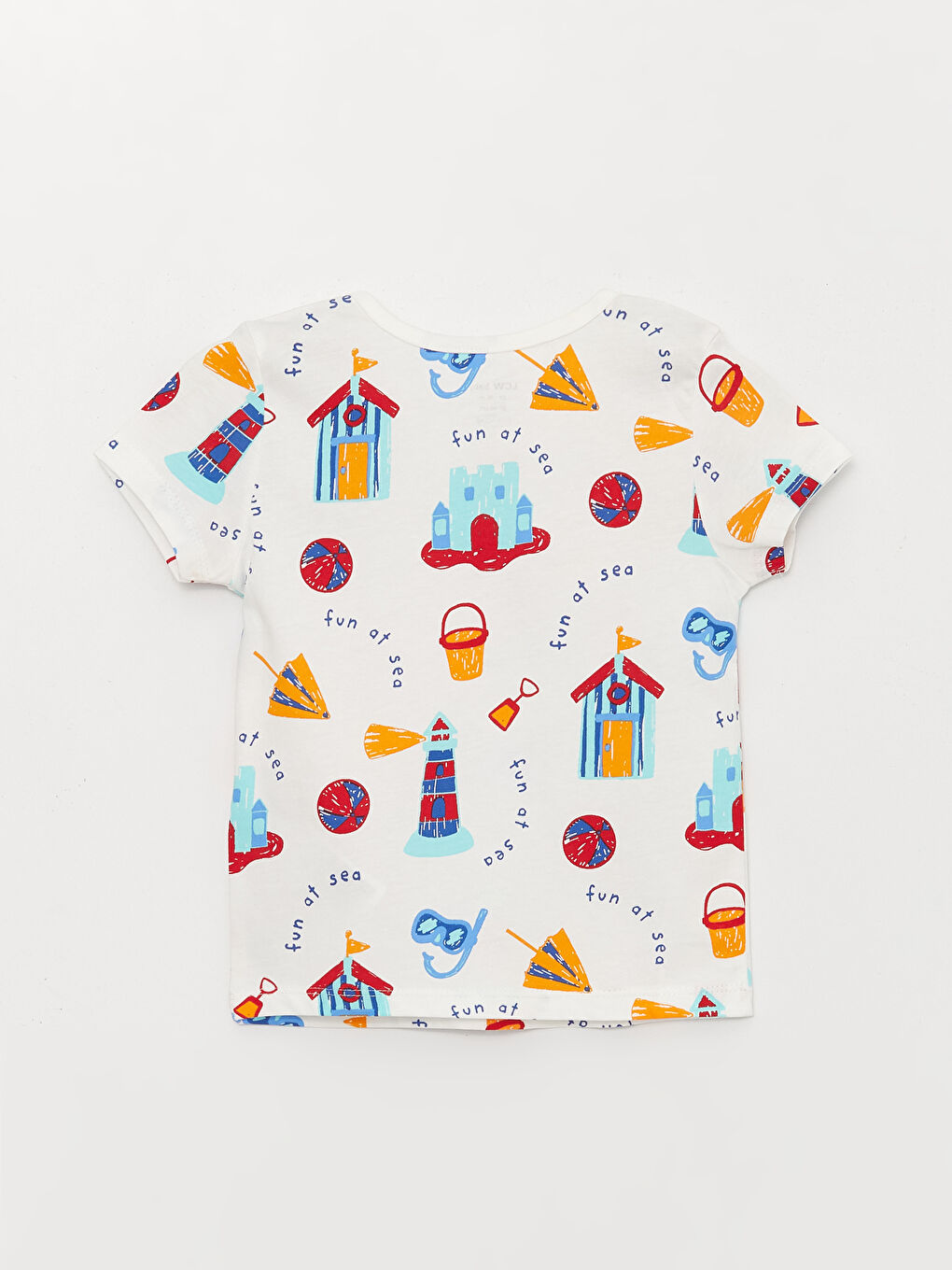 LCW baby Ekru Baskılı Erkek Bebek Şortlu Pijama Takımı - 2