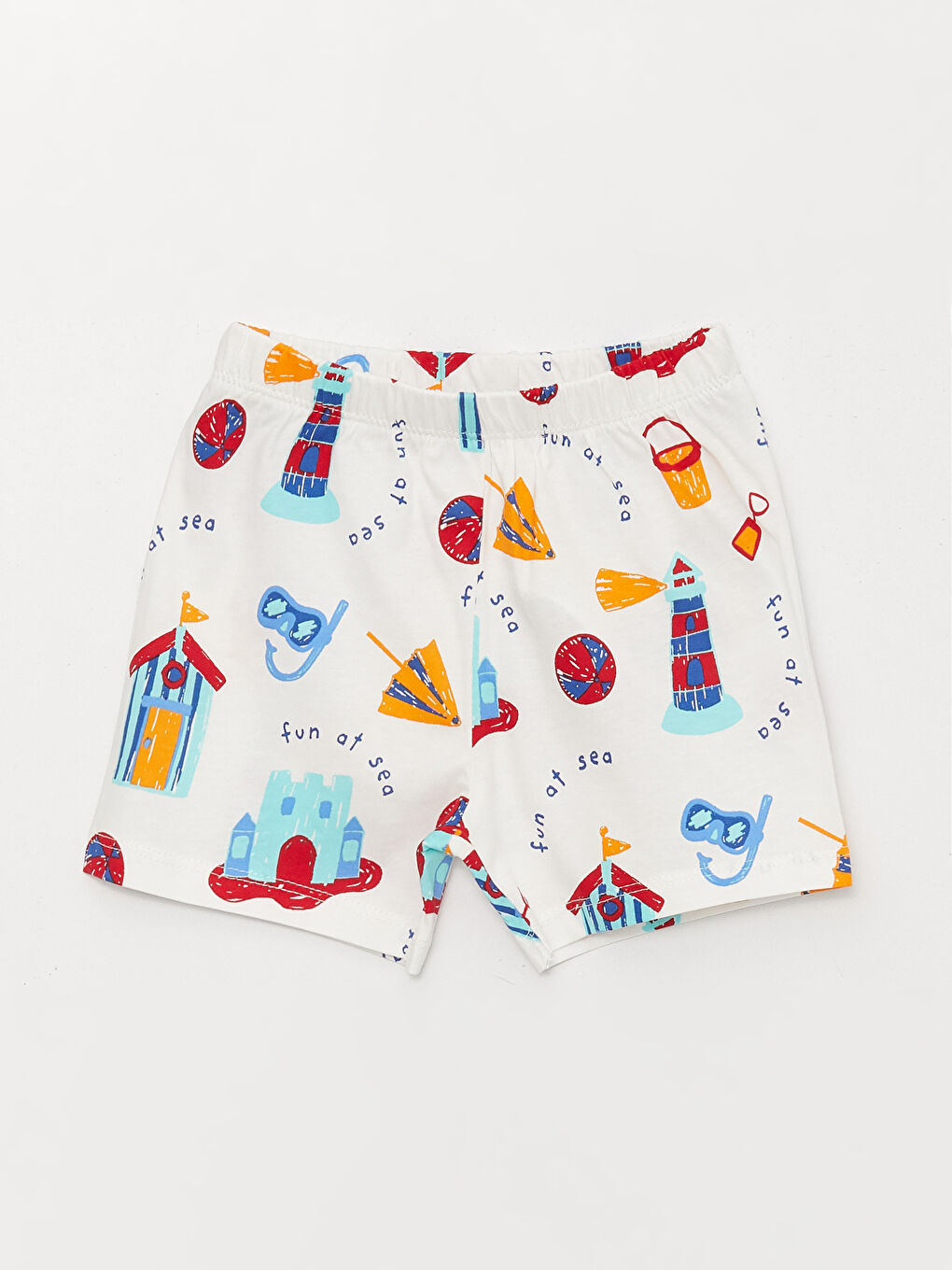 LCW baby Ekru Baskılı Erkek Bebek Şortlu Pijama Takımı - 3