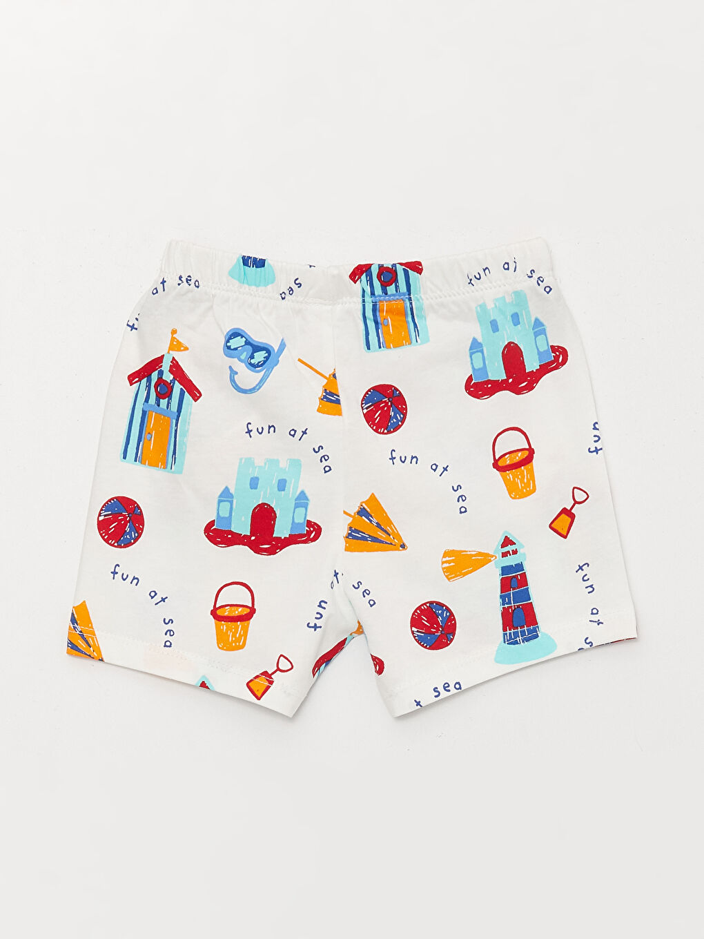 LCW baby Ekru Baskılı Erkek Bebek Şortlu Pijama Takımı - 4