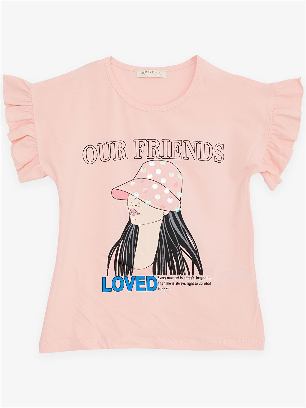 Turuncu Bisiklet Yaka Kısa Kollu Kız Çocuk Tişört