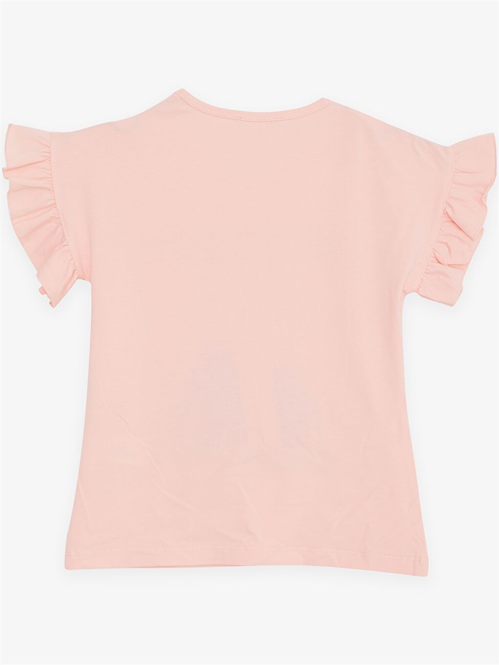 Turuncu Bisiklet Yaka Kısa Kollu Kız Çocuk Tişört-1