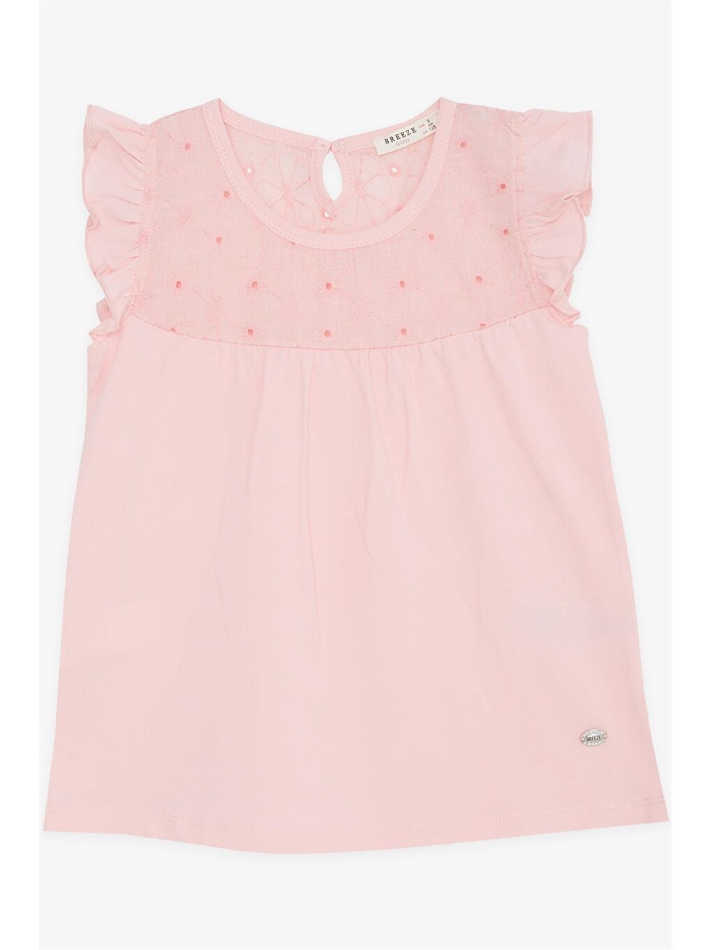 Pembe Bisiklet Yaka Kısa Kollu Kız Çocuk Tişört