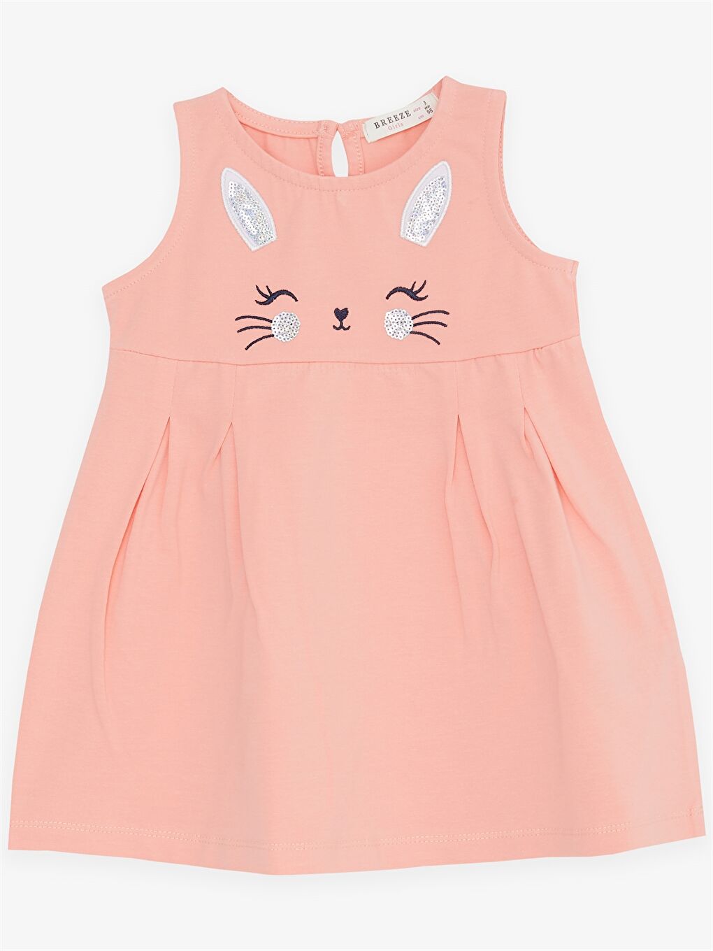 Turuncu Bisiklet Yaka Desenli Kız Bebek Elbise