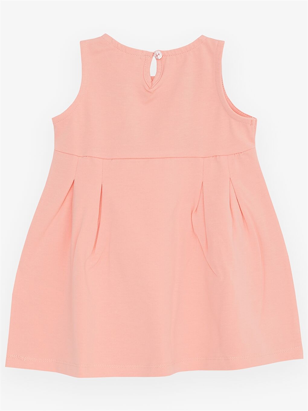 Turuncu Bisiklet Yaka Desenli Kız Bebek Elbise-1