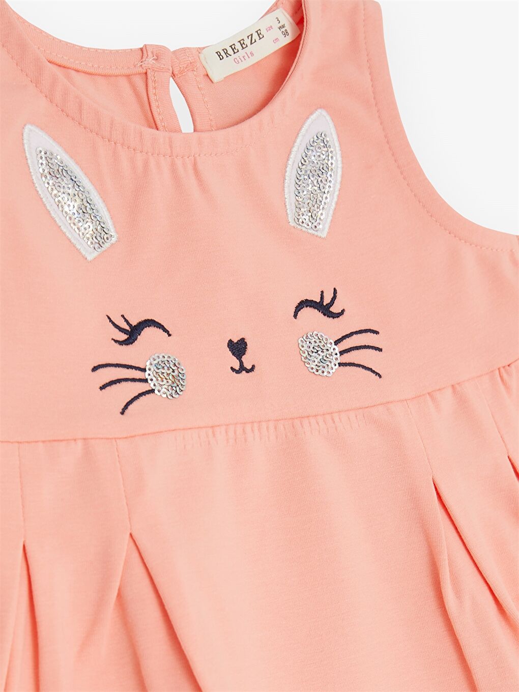 Turuncu Bisiklet Yaka Desenli Kız Bebek Elbise-2