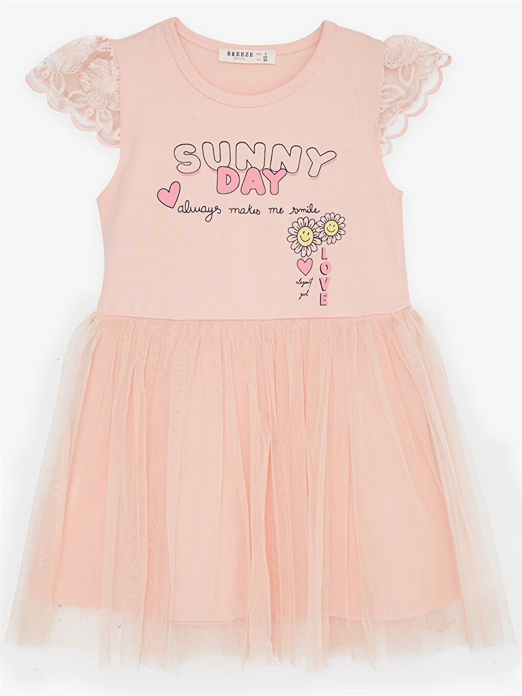 Turuncu Bisiklet Yaka Desenli Kız Bebek Tül Elbise