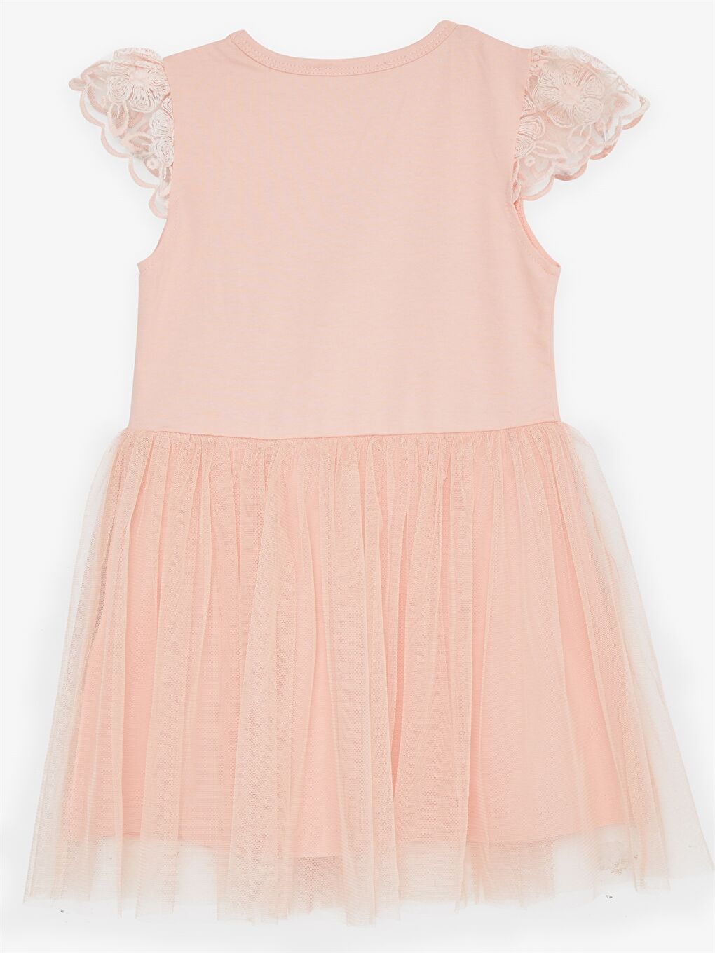 Turuncu Bisiklet Yaka Desenli Kız Bebek Tül Elbise-1