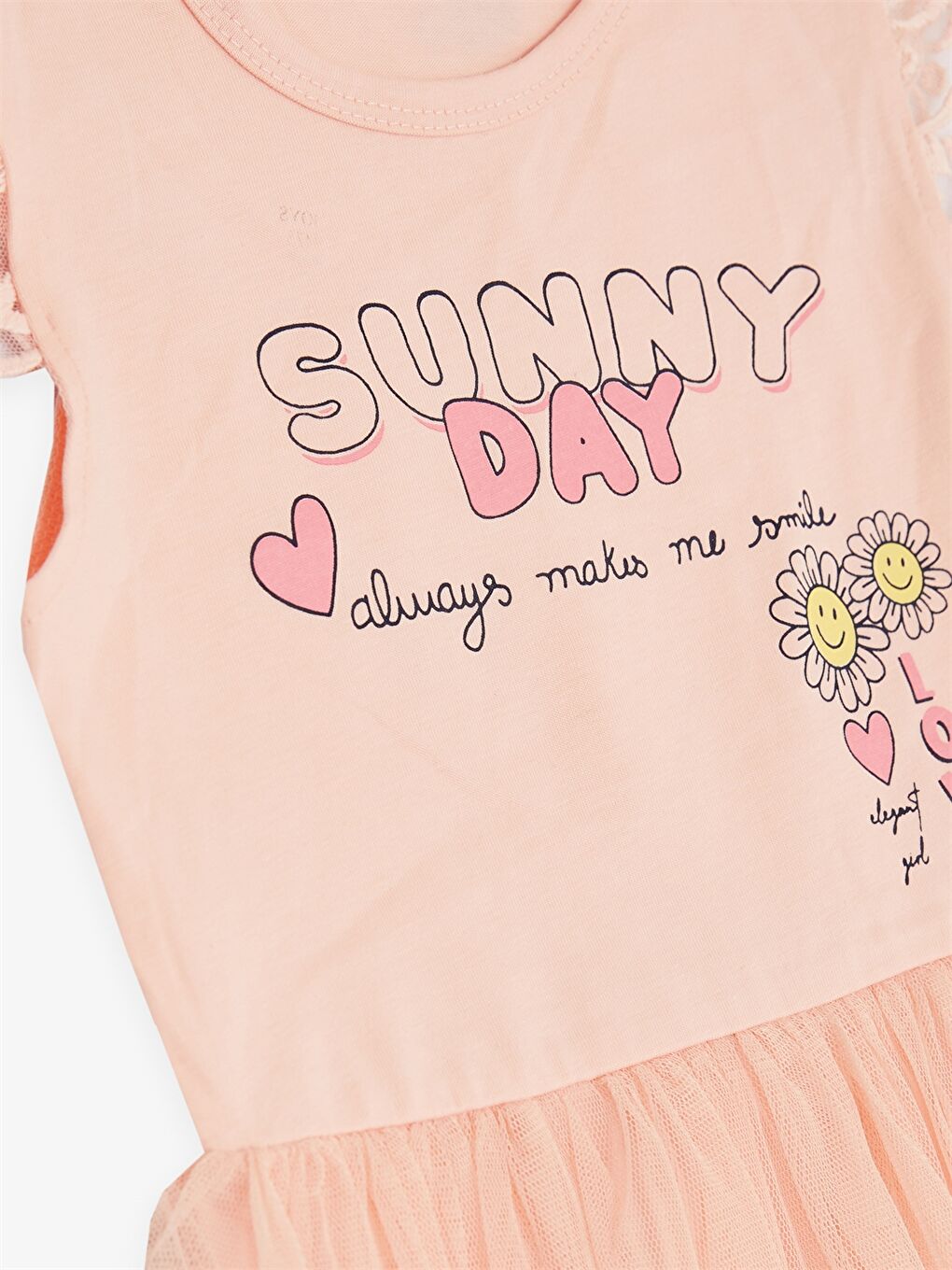 Turuncu Bisiklet Yaka Desenli Kız Bebek Tül Elbise-3