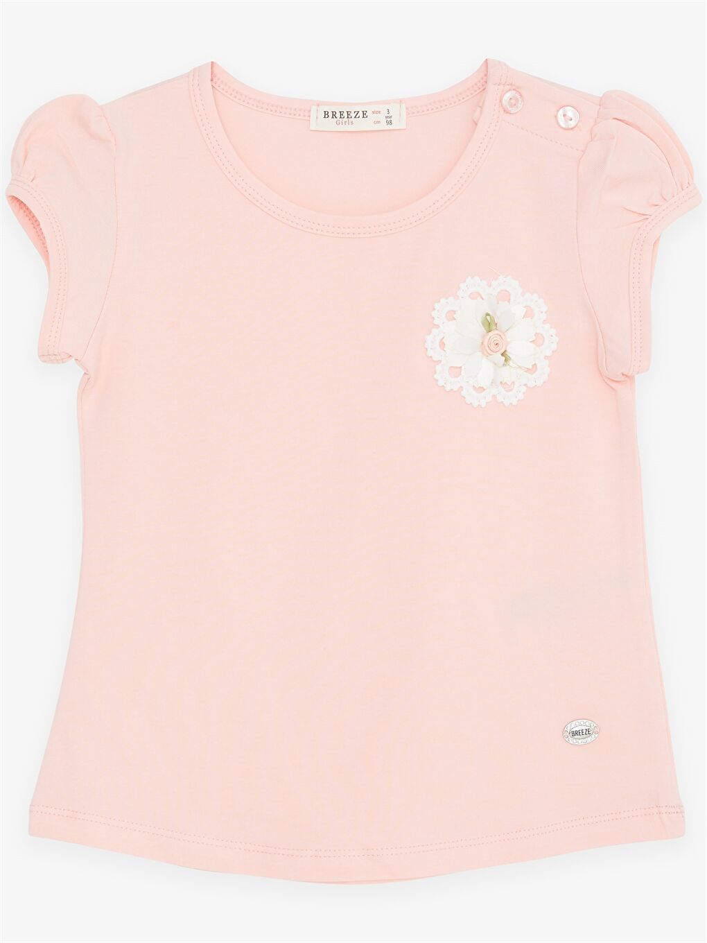 Turuncu Bisiklet Yaka Kısa Kol Baskılı Kız Bebek Tişört