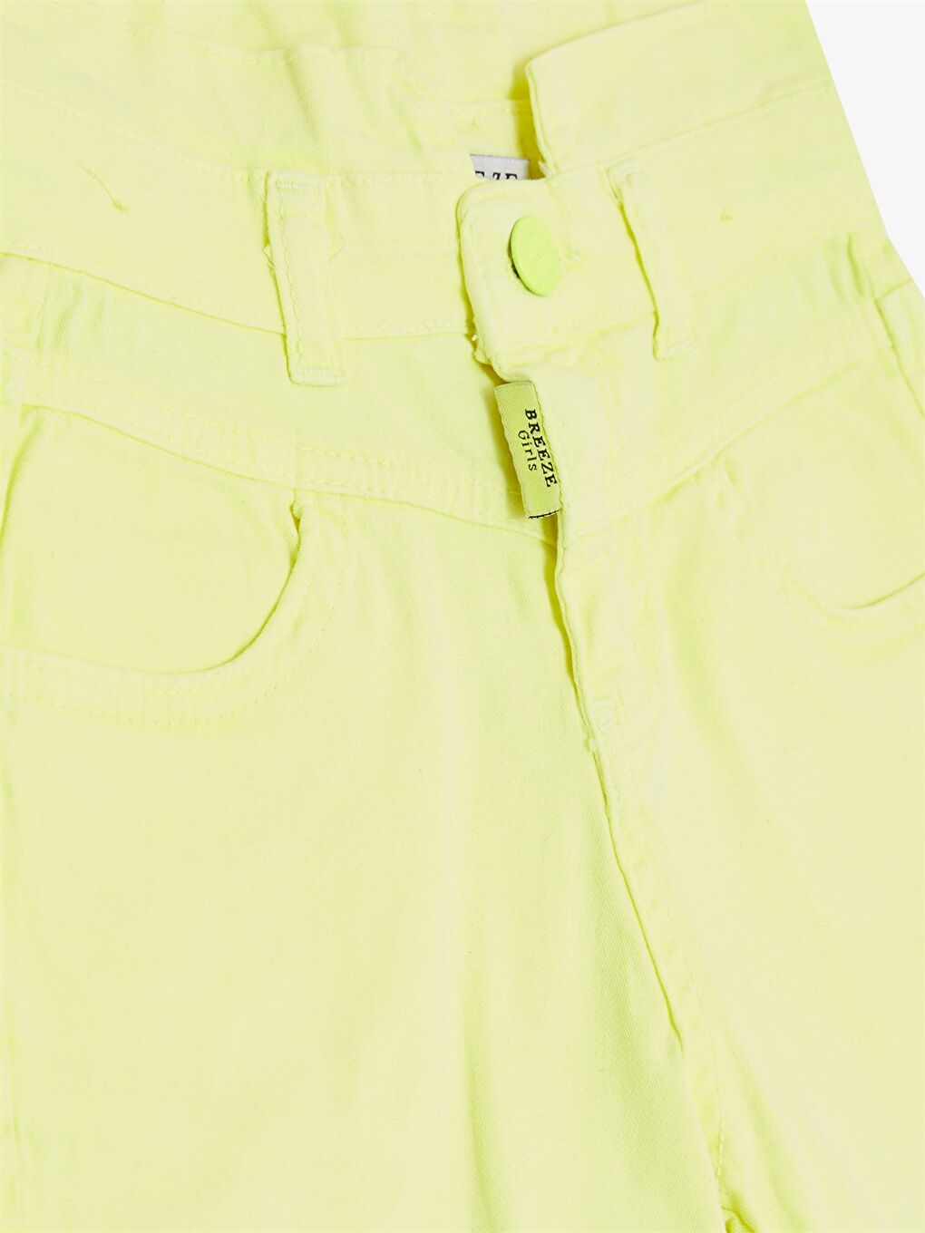 Breeze Neon Sarı Basic Gabardin Kız Çocuk Şort - 2