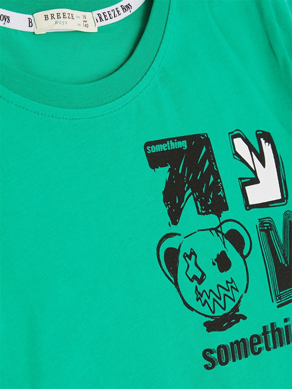 Yeşil Bisiklet Yaka Baskılı Kısa Kollu Erkek Çocuk Tişört-2