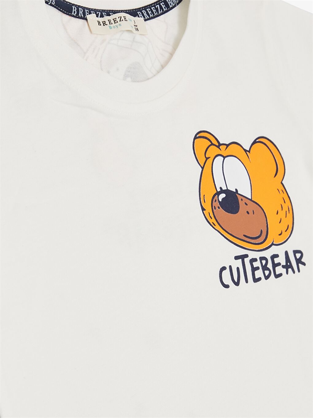 Ekru Bisiklet Yaka Baskılı Erkek Bebek Tişört ve Şort 2'li Takım-4