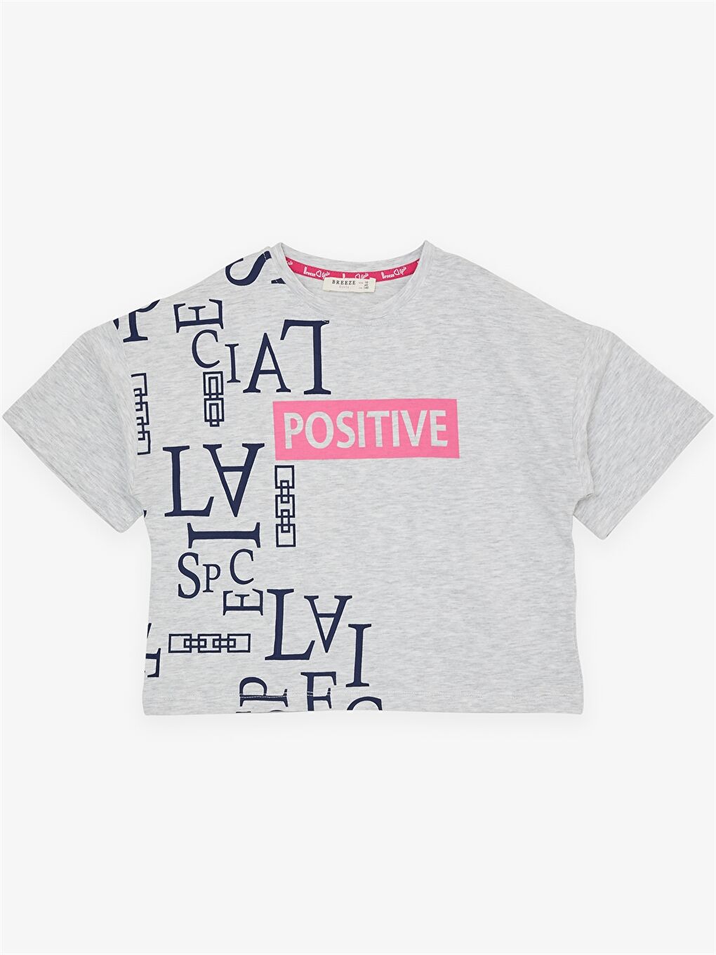 Gri Bisiklet Yaka Baskılı Kısa Kollu Kız Çocuk Takım-2