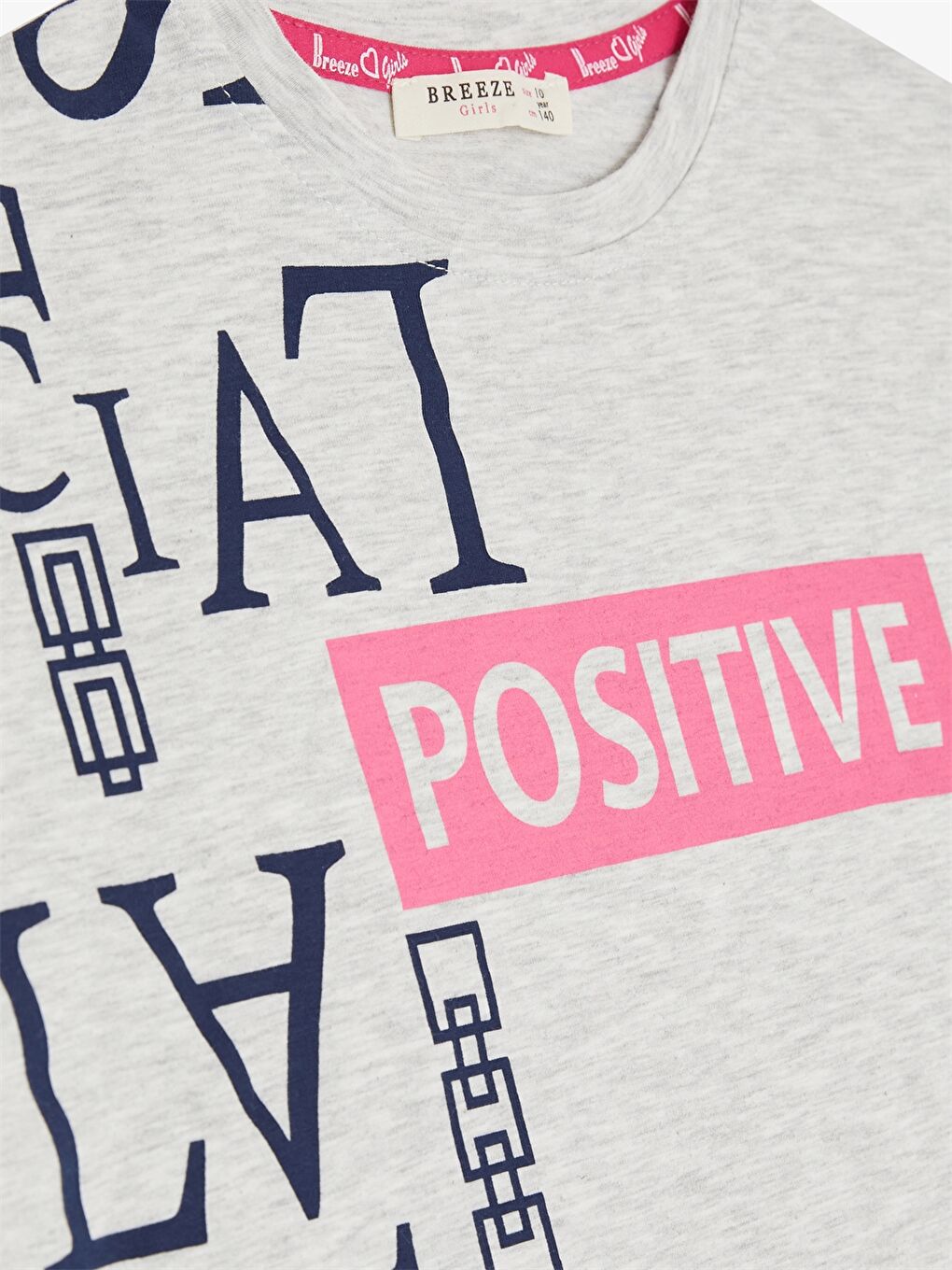 Gri Bisiklet Yaka Baskılı Kısa Kollu Kız Çocuk Takım-4