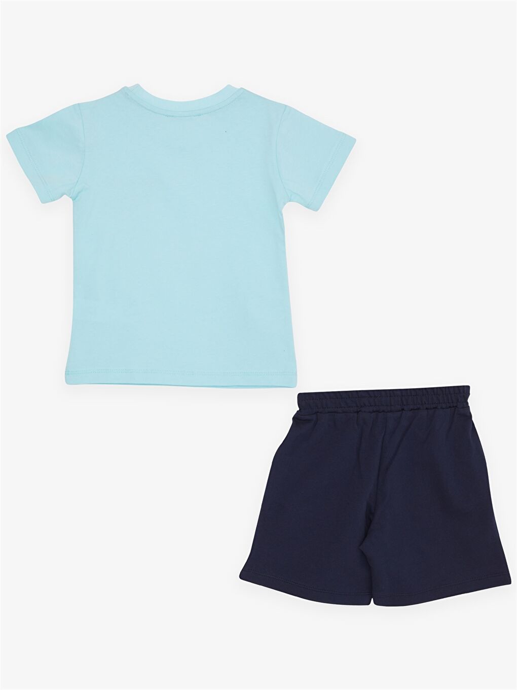 Mavi Bisiklet Yaka Kısa Kollu Baskılı Erkek Bebek Tişört ve Şort 2'li Takım-1