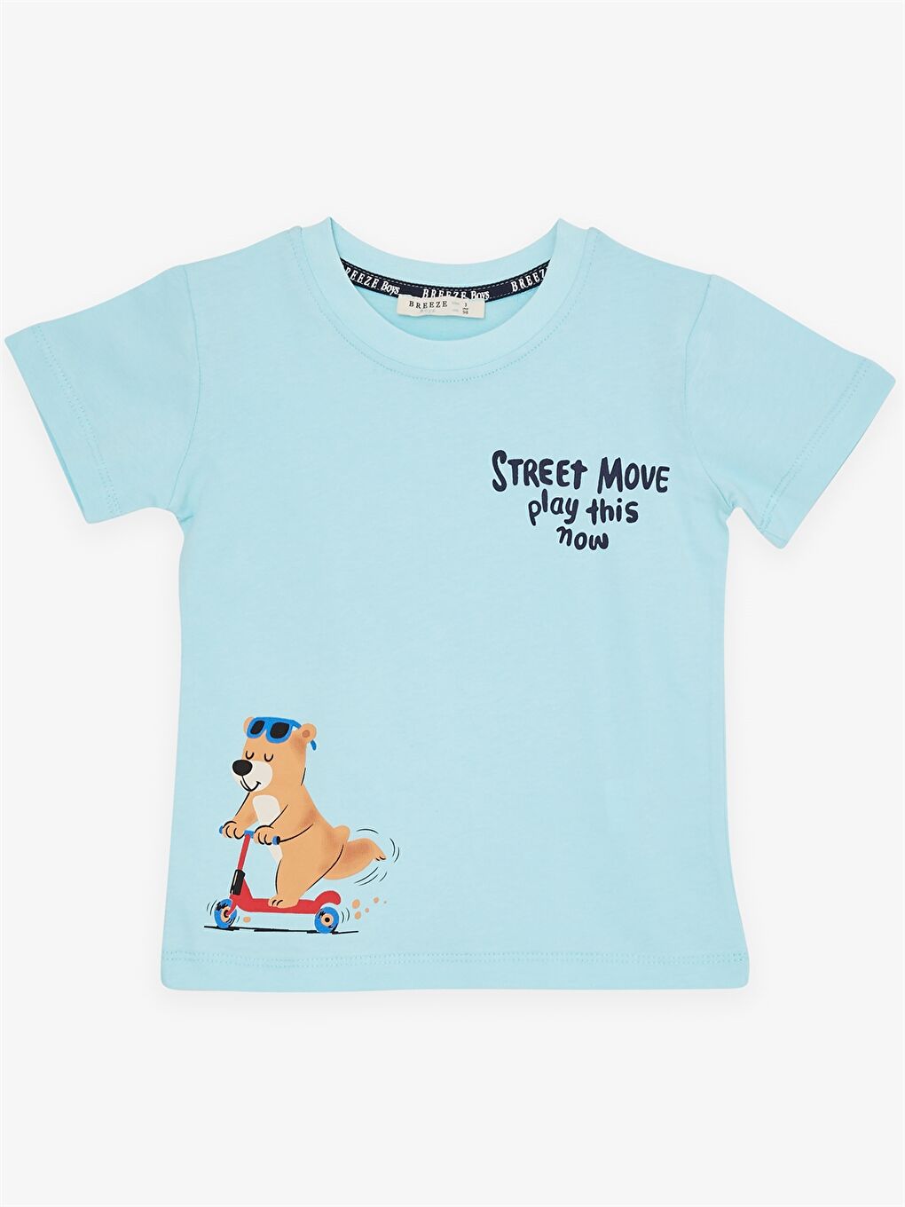 Mavi Bisiklet Yaka Kısa Kollu Baskılı Erkek Bebek Tişört ve Şort 2'li Takım-2