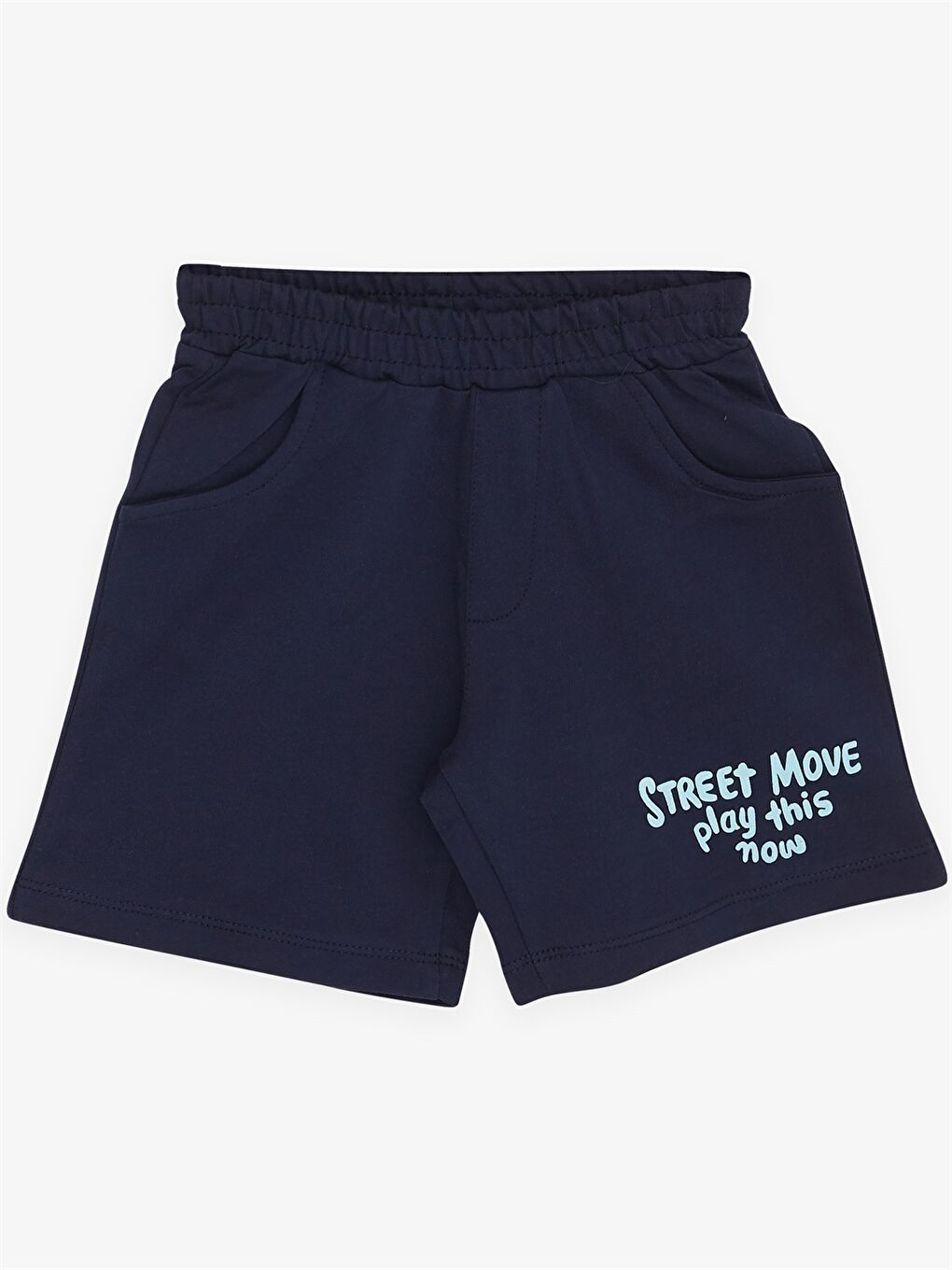 Mavi Bisiklet Yaka Kısa Kollu Baskılı Erkek Bebek Tişört ve Şort 2'li Takım-3