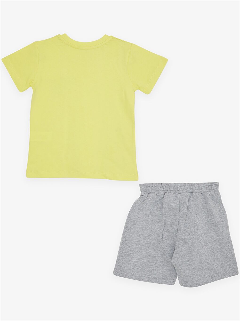 Yeşil Bisiklet Yaka Kısa Kollu Baskılı Erkek Bebek Tişört ve Şort 2'li Takım-1