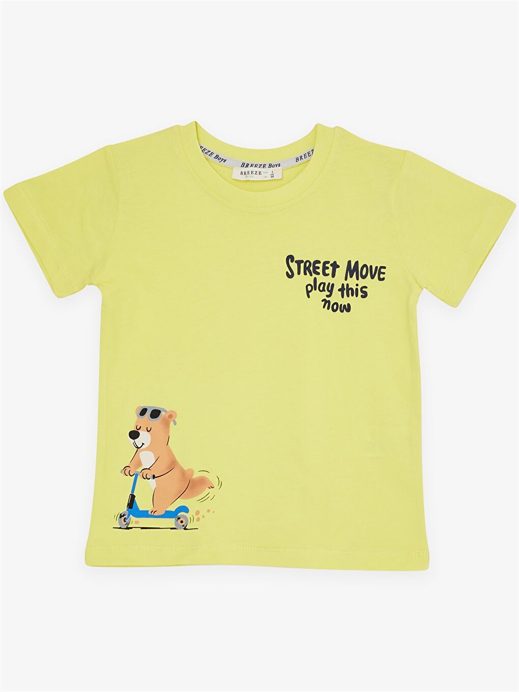 Yeşil Bisiklet Yaka Kısa Kollu Baskılı Erkek Bebek Tişört ve Şort 2'li Takım-2