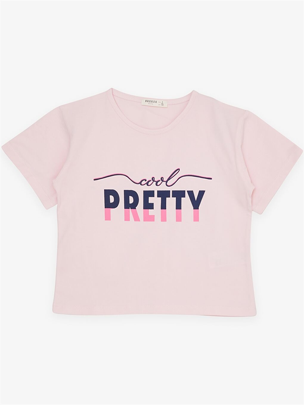 Pembe Bisiklet Yaka Baskılı Kısa Kollu Kız Çocuk Tişört ve Tayt-2