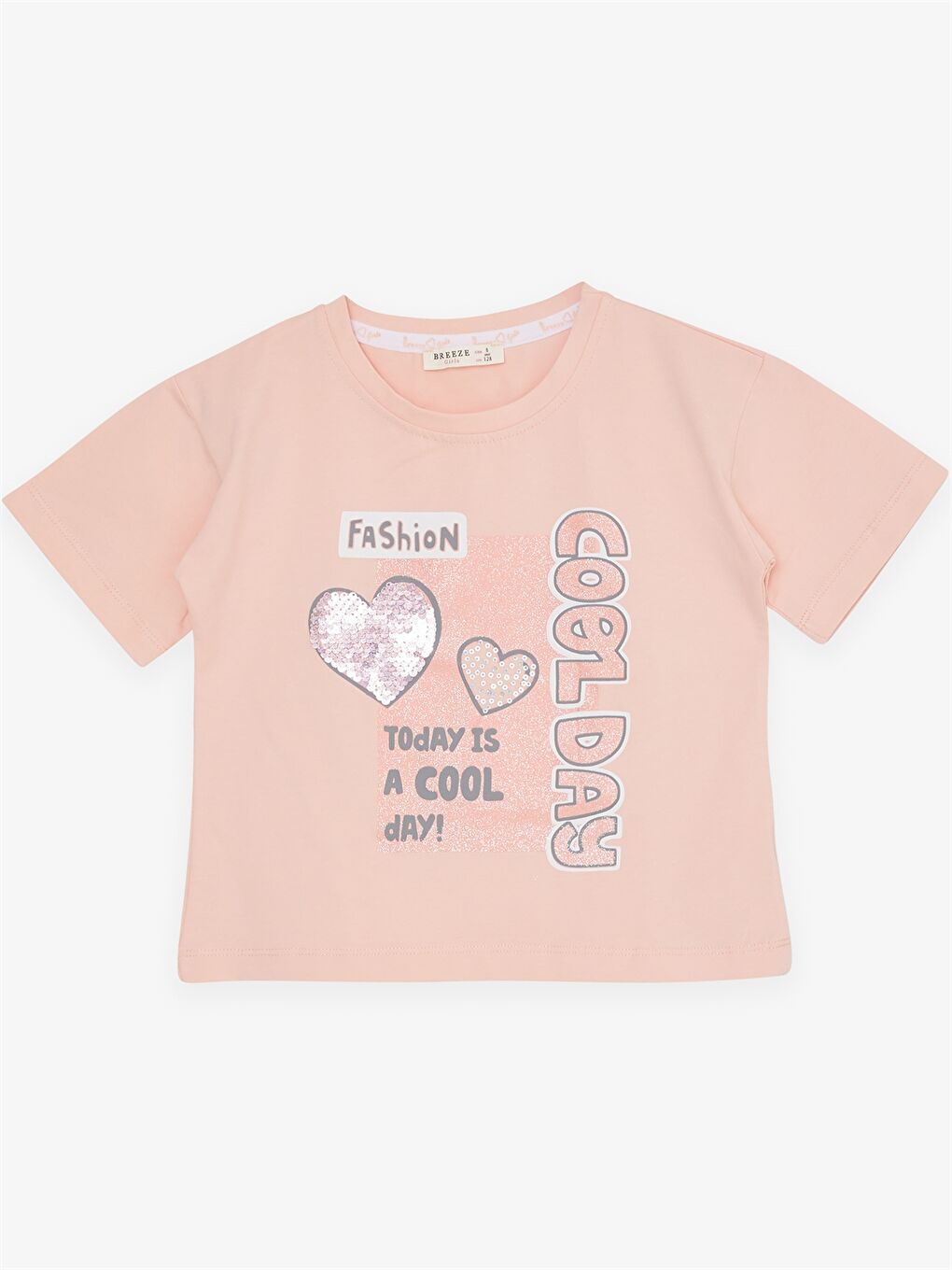 Turuncu Bisiklet Yaka Baskılı Kısa Kollu Kız Çocuk Takım-2