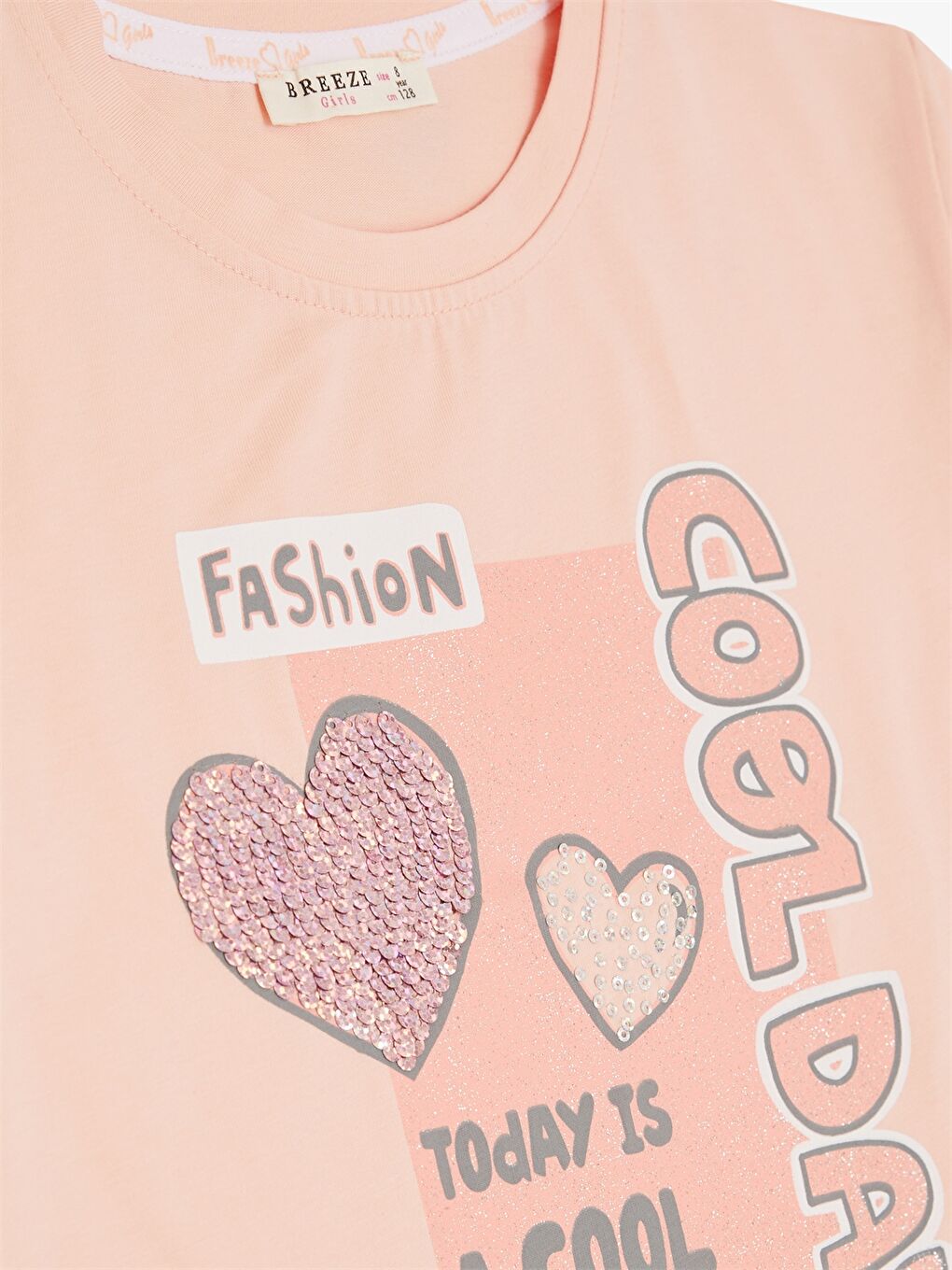 Turuncu Bisiklet Yaka Baskılı Kısa Kollu Kız Çocuk Takım-4