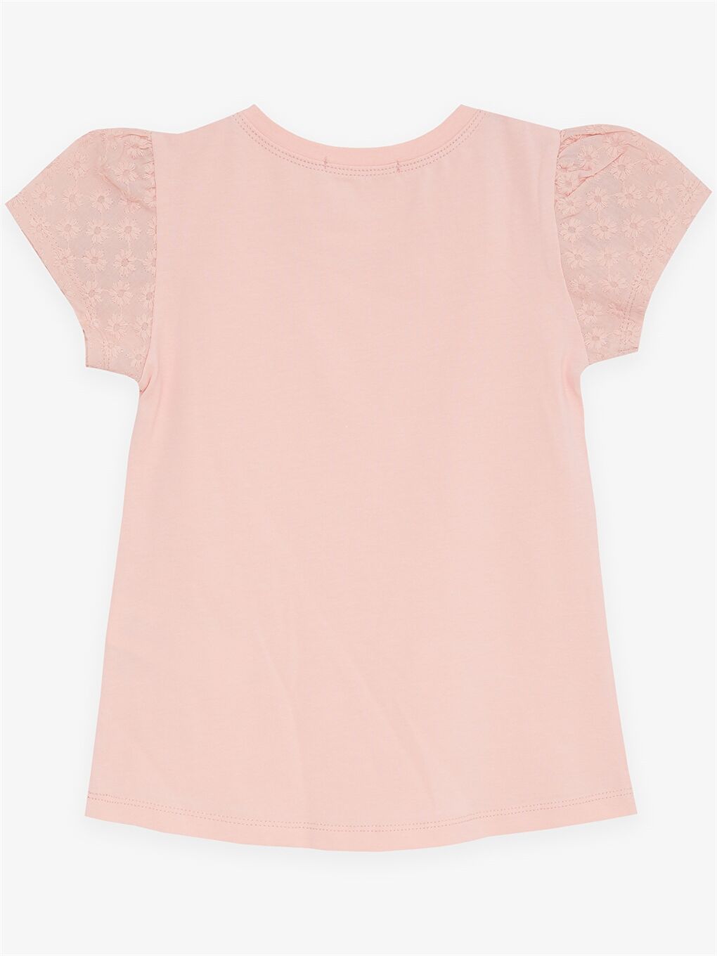 Turuncu Bisiklet Yaka Kısa Kollu Kız Çocuk Tişört-1