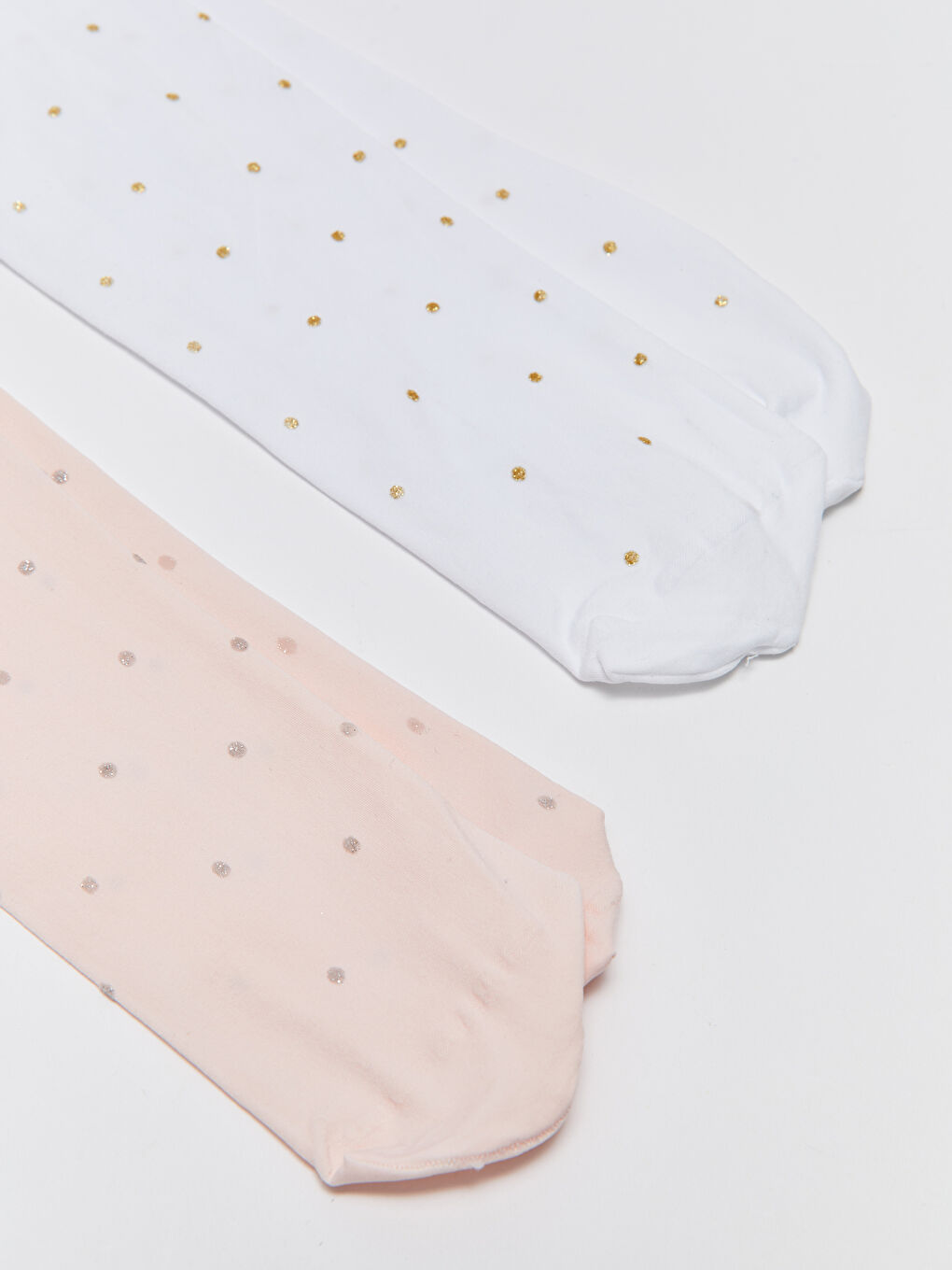 Pembe Desenli Kız Bebek Külotlu Çorap 2'li-1