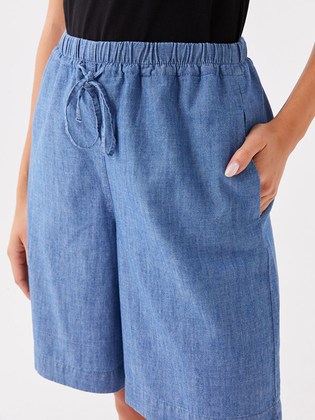 Elastic Waist Comfortable Fit Women's Jean Shorts -S3L061Z8-H45