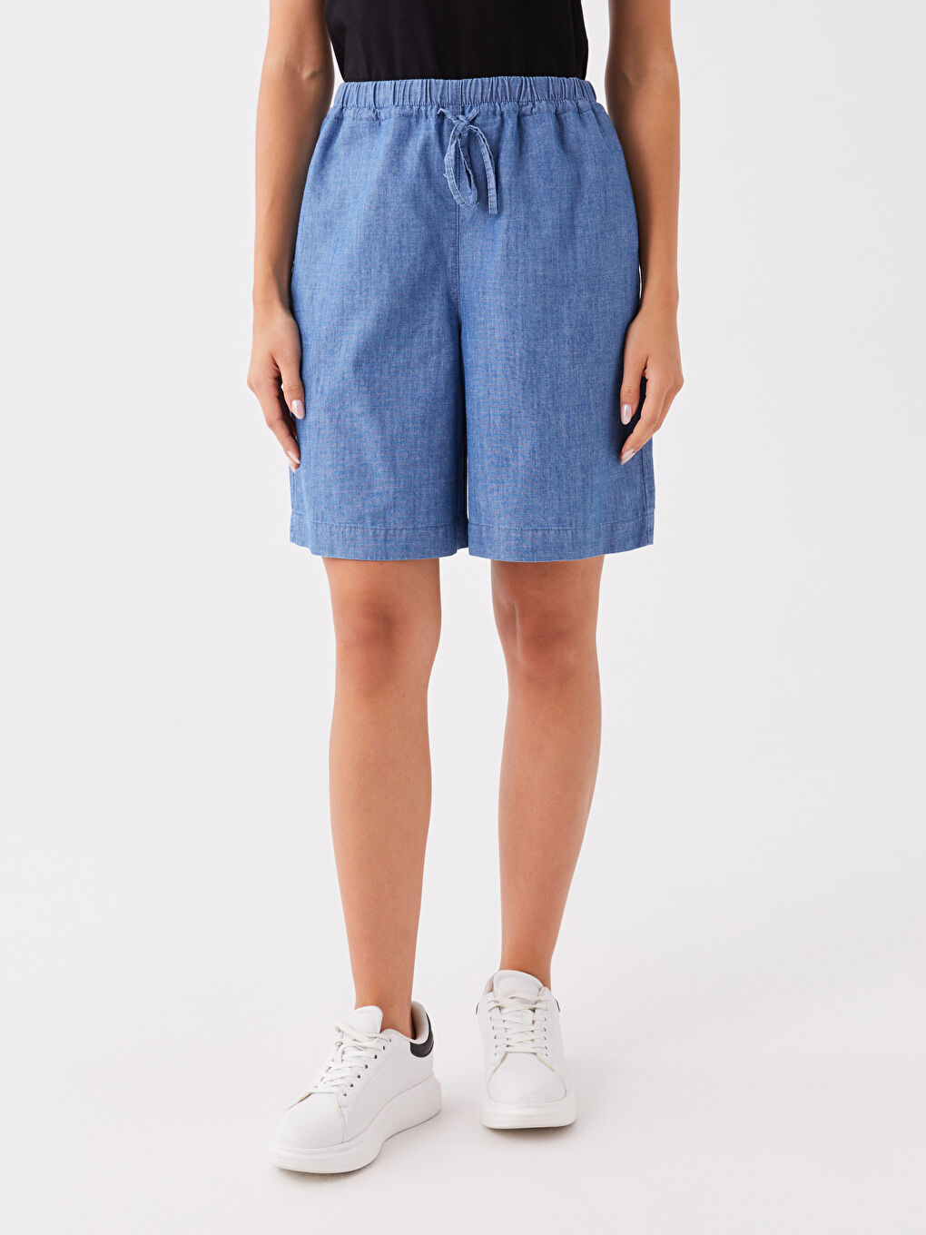 Elastic Waist Comfortable Fit Women's Jean Shorts -S3L061Z8-H45
