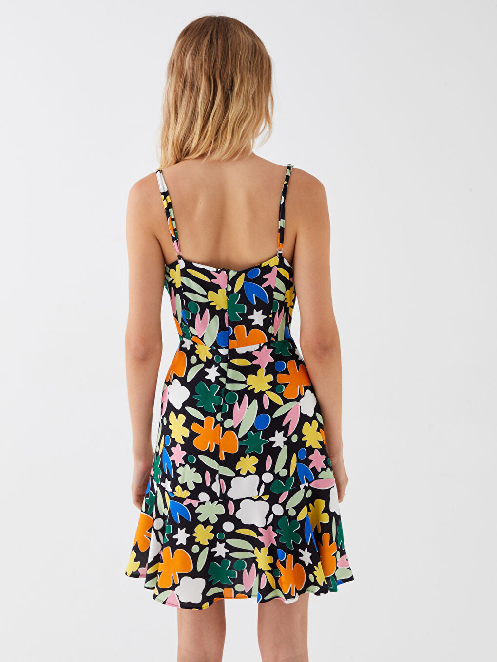 Siyah Desenli Kadın Elbise-4