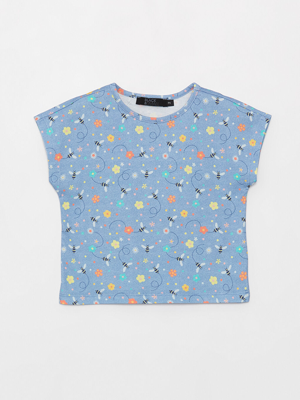 Mavi Bisiklet Yaka Baskılı Kız Bebek Tişört ve Tayt 2'li Takım-1