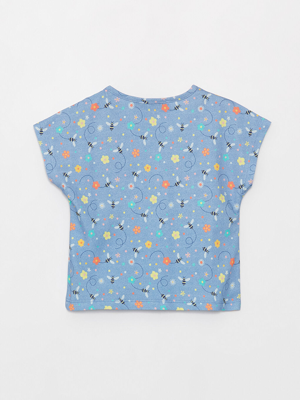 Mavi Bisiklet Yaka Baskılı Kız Bebek Tişört ve Tayt 2'li Takım-2