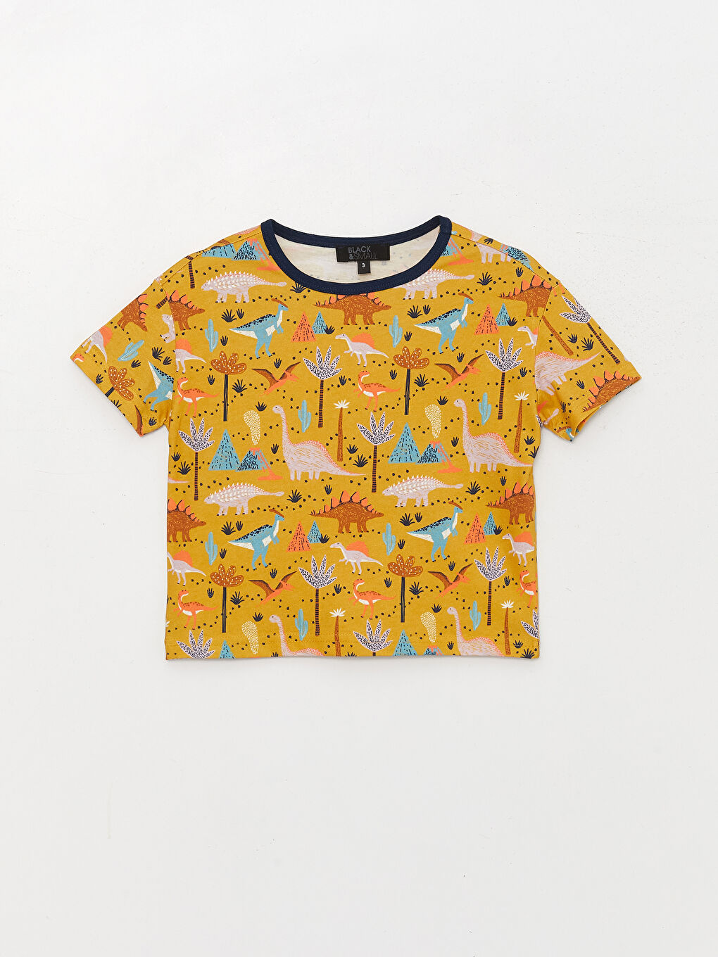 Sarı Bisiklet Yaka Kısa Kollu Baskılı Erkek Bebek Tişört ve Şort 2'li Takım-1